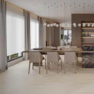 Dyna Large Cream Floor Tiles - Gloss, Rectified, Porcelain