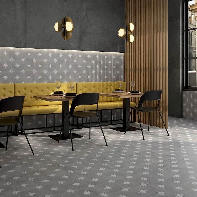 Ponent Grey Star Floor Tiles