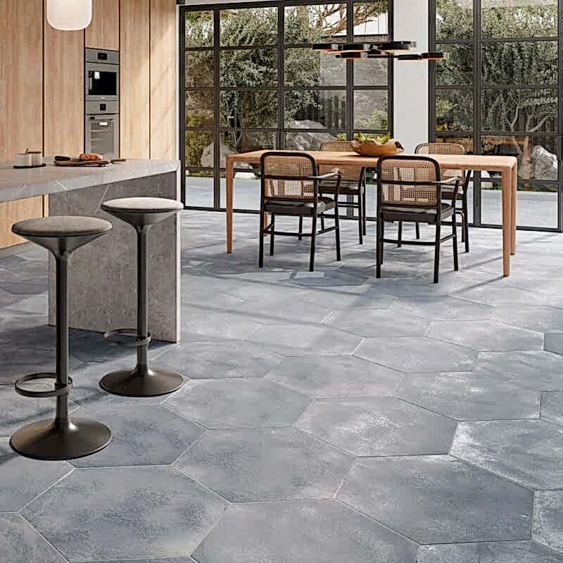 Atelier Hexagon Blue Tiles