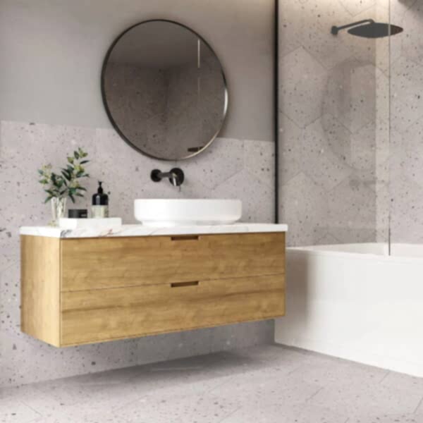 Confeti Grey Patterned Hexagon Floor Tiles
