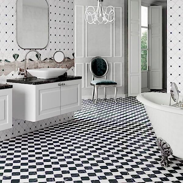Firenze Black and White Checkered Tiles