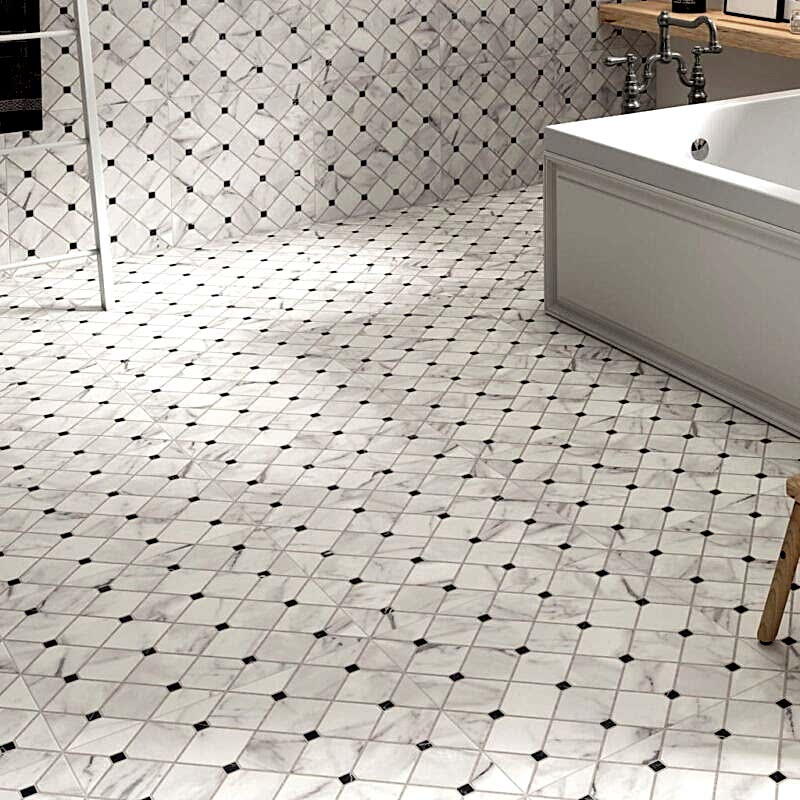 Siena Black and White Victorian Floor Tiles