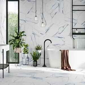 Thassos Marble Blue Hex Tiles