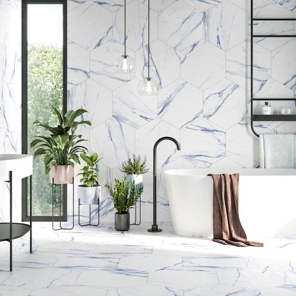 Thassos Marble Blue Hex Tiles
