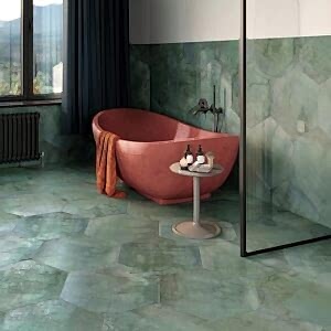 Vessel Teal Floor Tiles – Hexagon, Matt