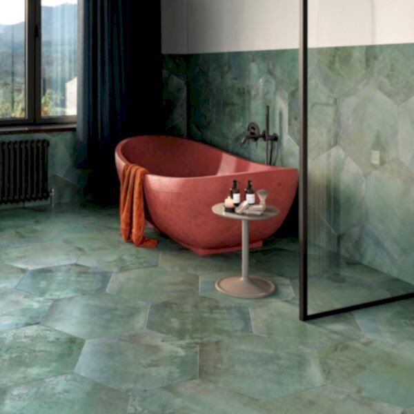 Vessel Teal Floor Tiles – Hexagon, Matt