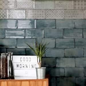 Vita Green Brick Tiles - Metro watercolour