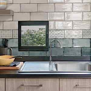 green patterned wall tiles