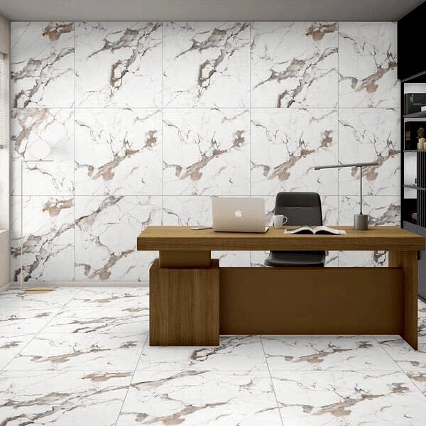Brilliant Carrara White and Gold Floor Tiles
