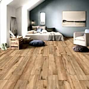 Graphite Honey Porcelain Wood Tiles - Room Setting