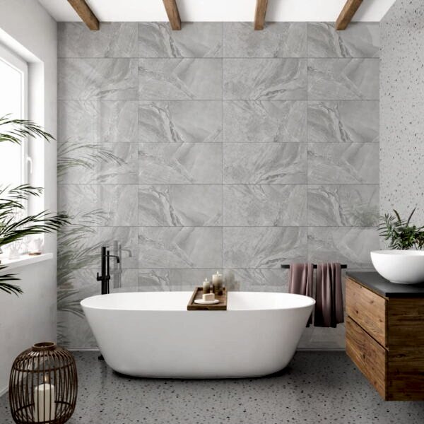 Ocean Marble Glossy Grey Tiles