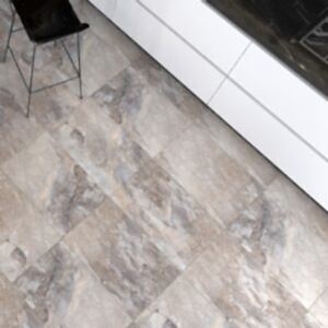 Keystone Grey Tiles - stone effect grey tiles in a kitchen setting.
