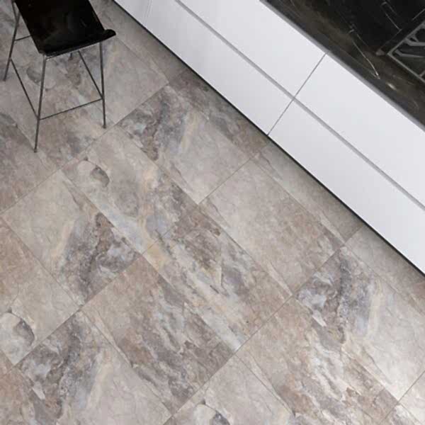 Keystone Grey Tiles - stone effect grey tiles in a kitchen setting.