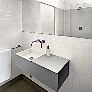 Alba Metro Tiles Light Grey Tiles in a bathroom setting