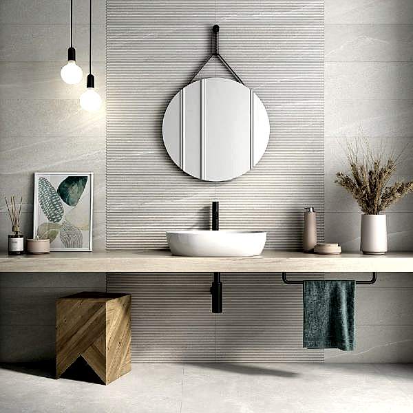 Eddystone White Stone Wall Tiles in plain and decor