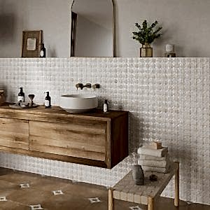 Tetuan Arena White Tiles in a bathroom setting