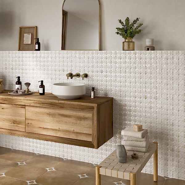 Tetuan Arena White Tiles in a bathroom setting