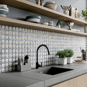 Tetuan Arena Aqua Wall Tiles in a kitchen setting
