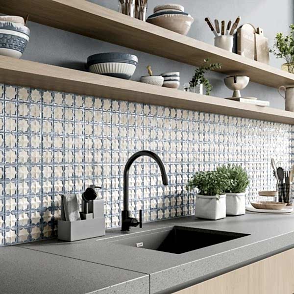 Tetuan Arena Aqua Wall Tiles in a kitchen setting