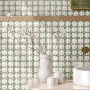 Mediterranean Tiles - green Tetuan Emerald Wall Tiles in a bathroom
