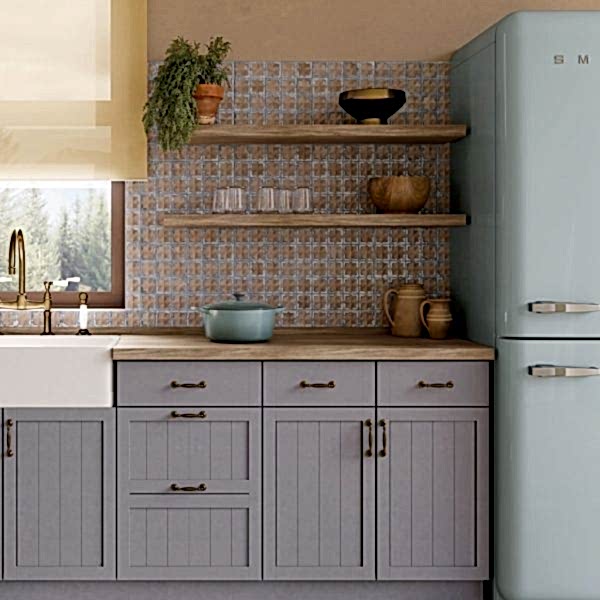 Tetuan Cotto Blue Tiles ikn a kitchen setting