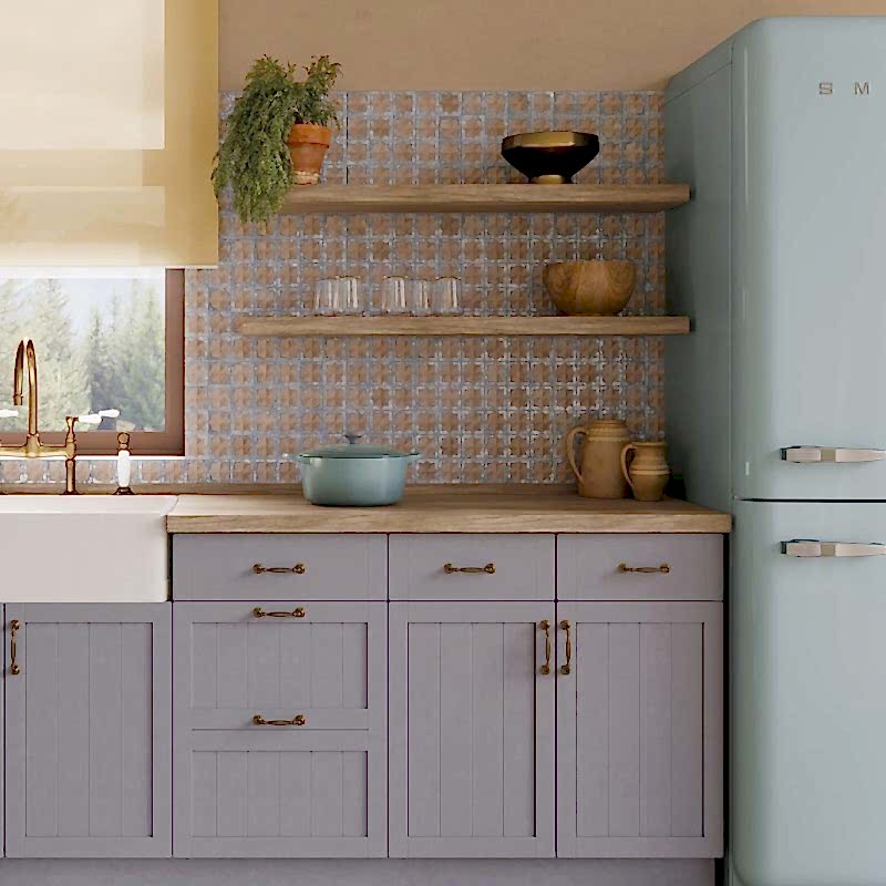 Tetuan Cotto Blue Tiles ikn a kitchen setting