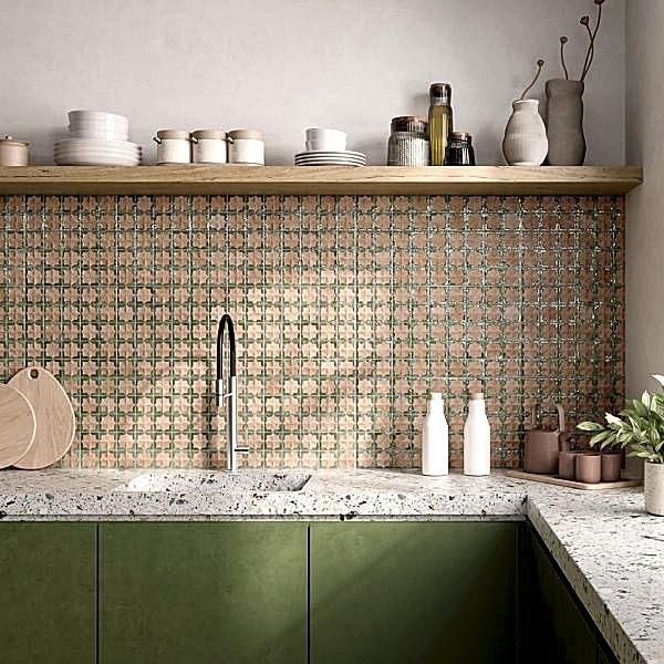 Tetuan Cotto Emerald Tiles in a kitchen setting