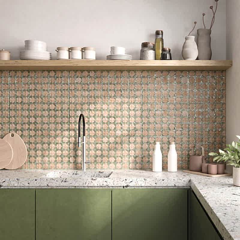 Tetuan Cotto Emerald Tiles in a kitchen setting