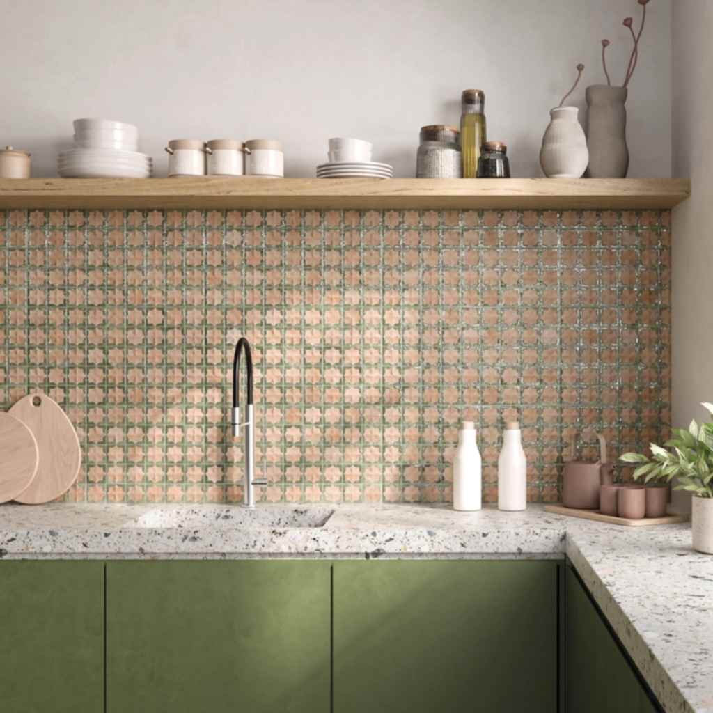 Tetuan Cotto Emerald Tiles in a kitchen setting
