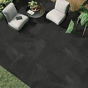 Cameroon Nero Porcelain Paving Slabs in an outdoor setting