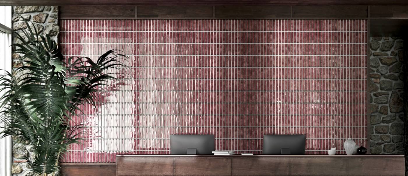 Kit Kat Tiles - red tiles in a reception desk setting