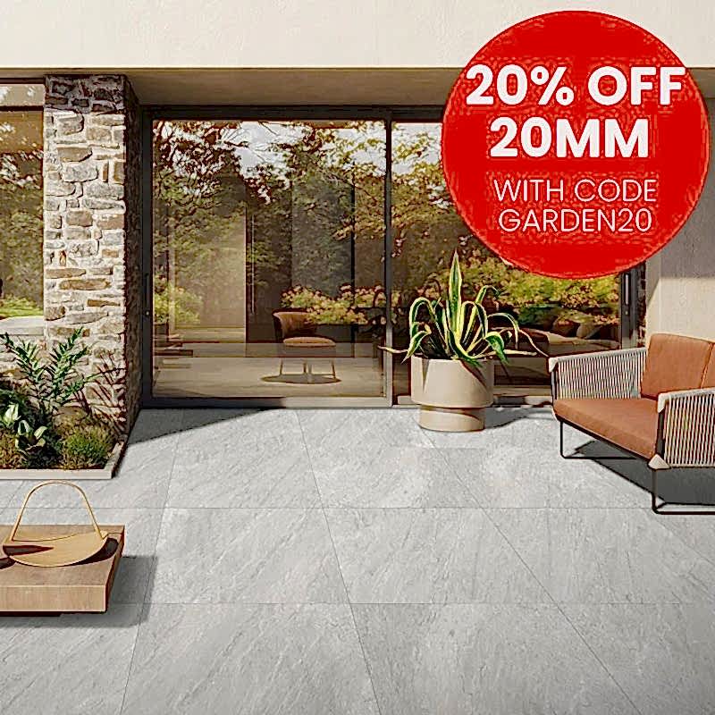 Polar White outdoor Garden Tiles with Offer