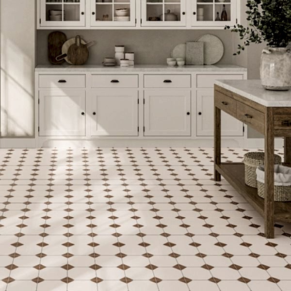 Canterbury Terracotta Octagon Tiles in a kitchen setting