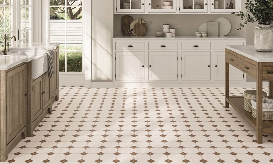Canterbury Terracotta Octagon Tiles in a kitchen setting- Autumn homes
