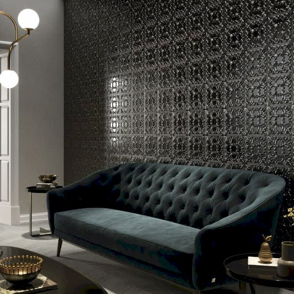 Tin Decorative Black Tiles Roomshot
