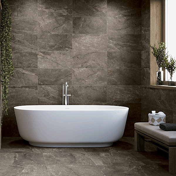 Wells Mocha Wall Tiles in a bathroom setting