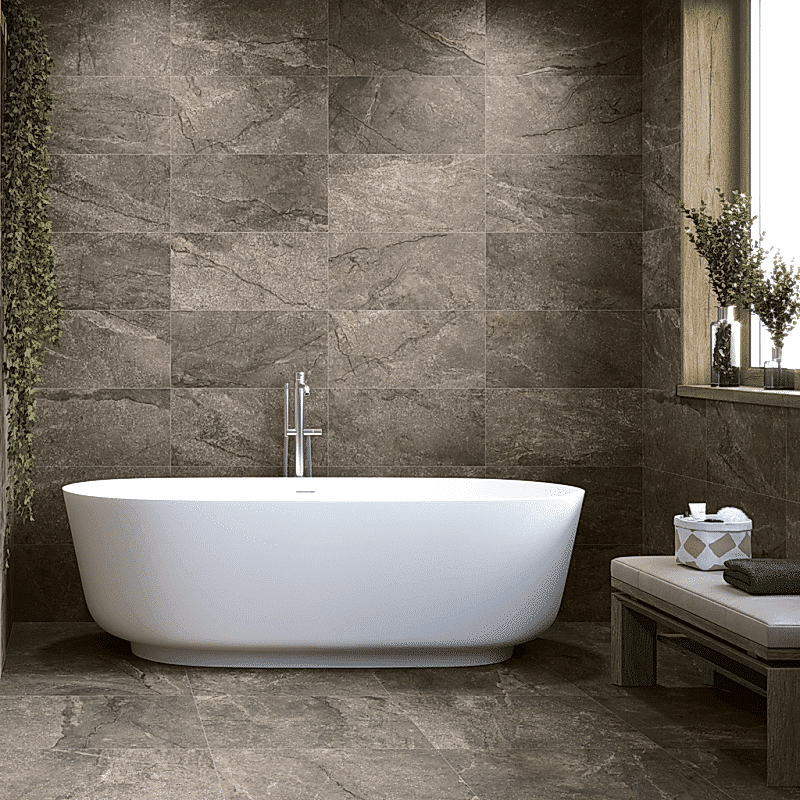 Wells Mocha Wall Tiles in a bathroom setting